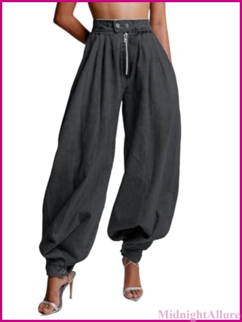 High Rise Baggy Harem Jeans Joggers Wide Leg Tapered Denim Pants
